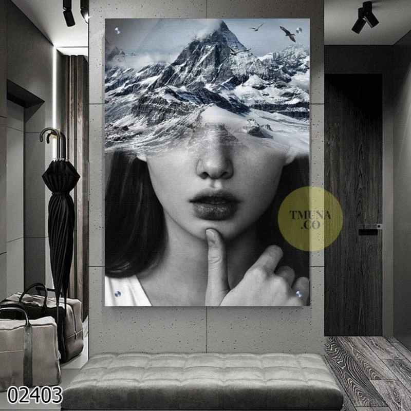 כח הדמיון - תמות זכוכית מהממת של אישה לחדר שינה או כניסה לבית דגם 02403