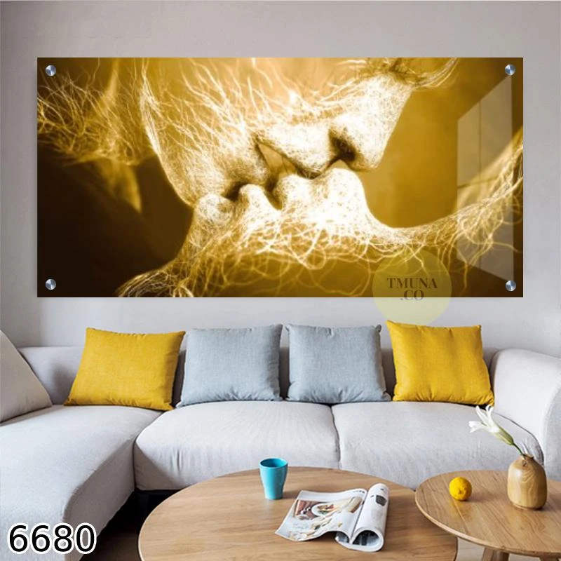 מאוהבים בזהב תמונה יוקרתית מזכוכית לתלייה בבית או חדר שינה דגם 6680