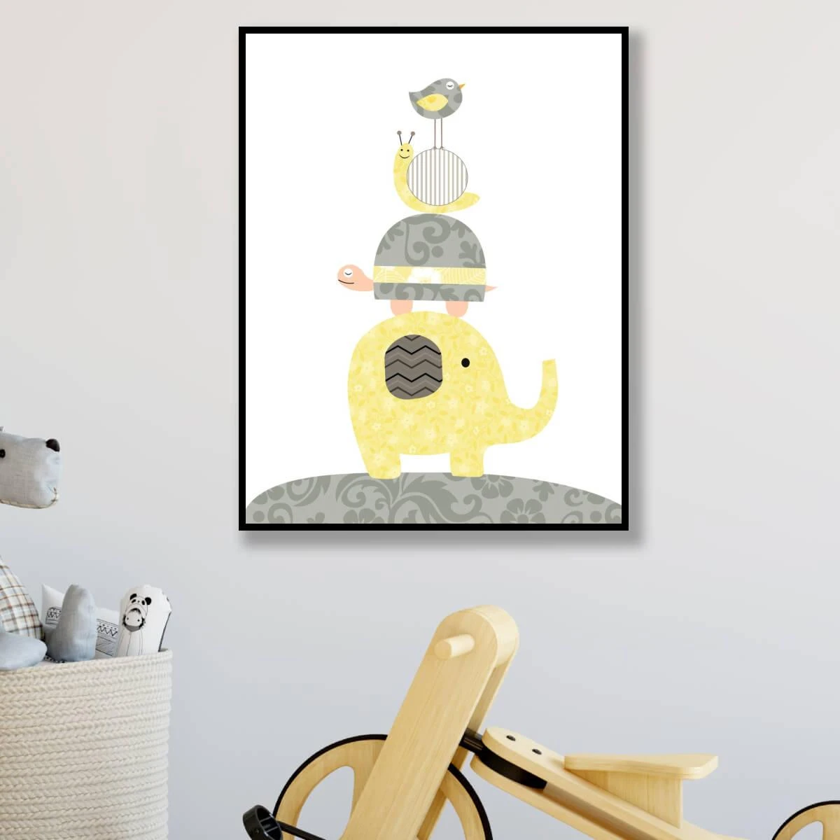 חיות בצהוב – תמונה לחדר ילדים ותינוקות תמונות על קנבס או זכוכית דגם 3728299
