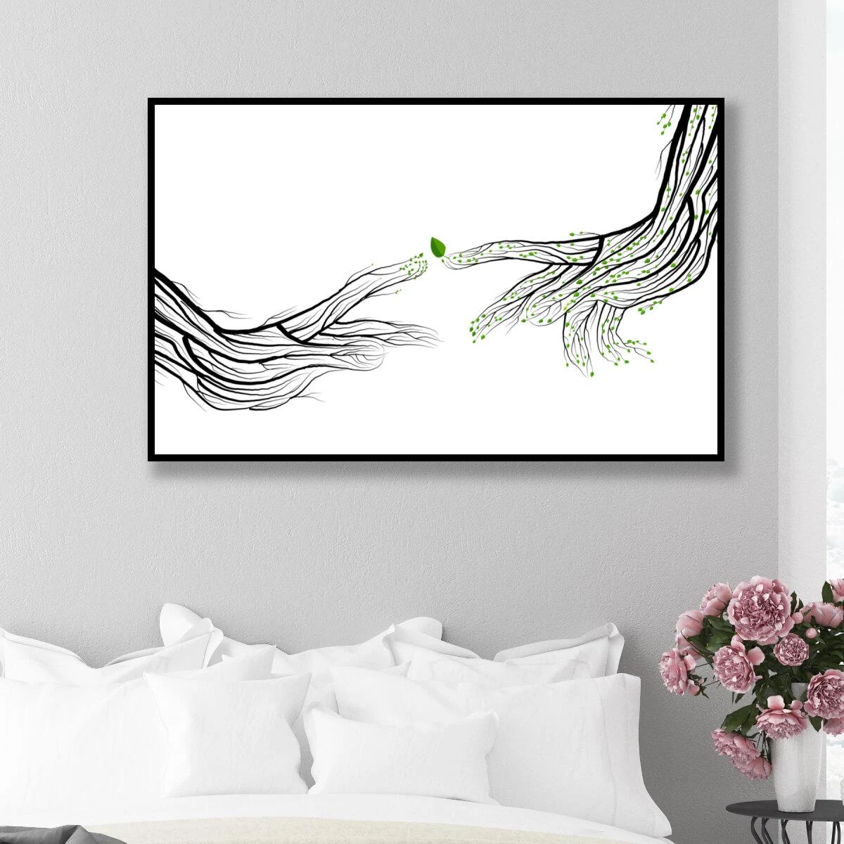 אדם וחווה - תמונת זכוכית או קנבס זוגית של אהבה לחדר שינה דגם 3728552