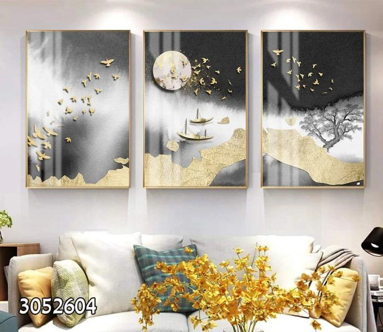 'ציפורים' סט 3 תמונות קנבס סוריאליסטיות לסלון דגם 3052604