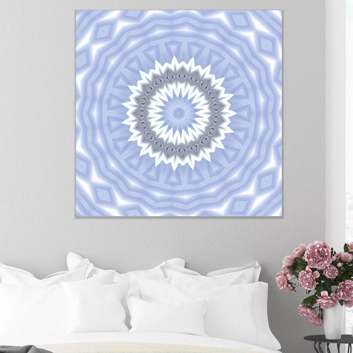 מנדלה בתכלת - מנדלות תמונות על קנבס או זכוכית לסלון או לפינת אוכל דגם 3728271