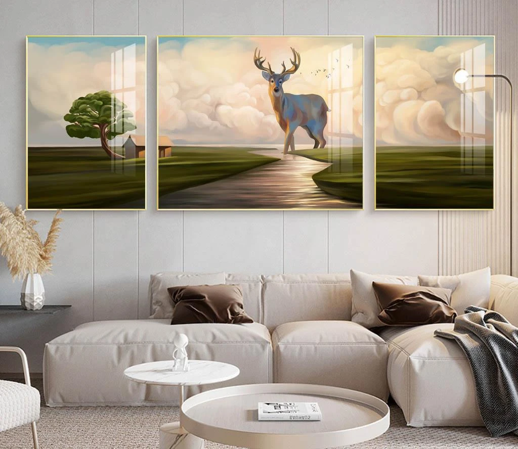 סט 3 תמונות קיר יפות של נוף תמונות חלומיות לסלון או לקליניקה על קנבס דגם 3728485