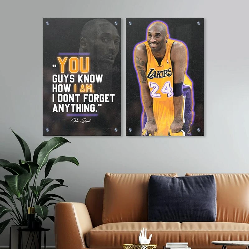 תמונת מוטיבציה של קובי בראיינט לחדר שינה או למשרד YOU GUYS KNOW... בגודל 40X60*2 ס"מ, 70X100*2 ס"מ  עיצוב בנושא גיימינג, משפטים, לילדים, מוטיבציה, מפורסמים, ספורט, כדורגל מגיע בקנבס מתוח על מסגרת עץ, זכוכית ומנטים כסופים - דגם 135303