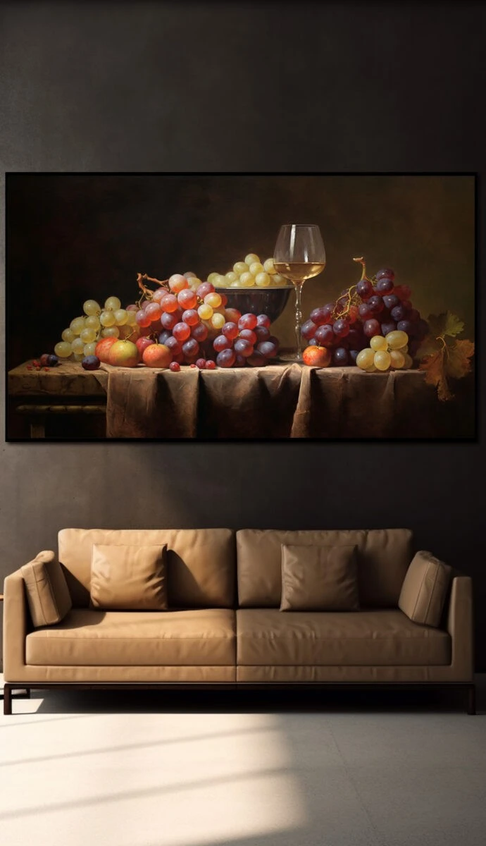 תמונת זכוכית לפינת אוכל ערב יינות הדפסת ציור על זכוכית ציורים - דגם 32482313