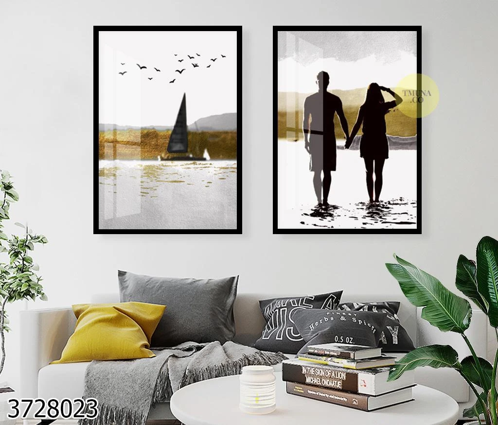 שלמים - זוג תמונות קנבס זוגיות יוקרתיות לחדר שינה דגם 3728023