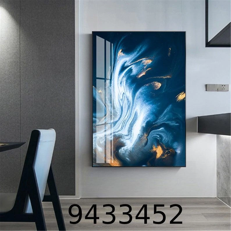 תמונת זכוכית אבסטרקט למשרד ללובי מסדרון בלו אושן 9433452