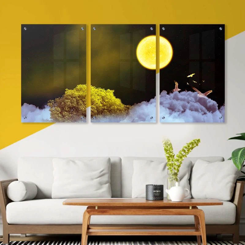 תמונות נופים מזכוכית הלילה הזה בסגנון סוריאליסטי מתאים לתלייה בפינת אוכל סלון או קליניקה דגם 135191