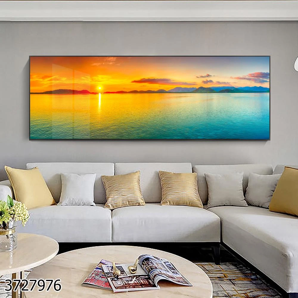 שקיעות אדומות תמונה על זכוכית של שקיעה היום על ים תכול לתלייה בסלון במשרד דגם 3727976