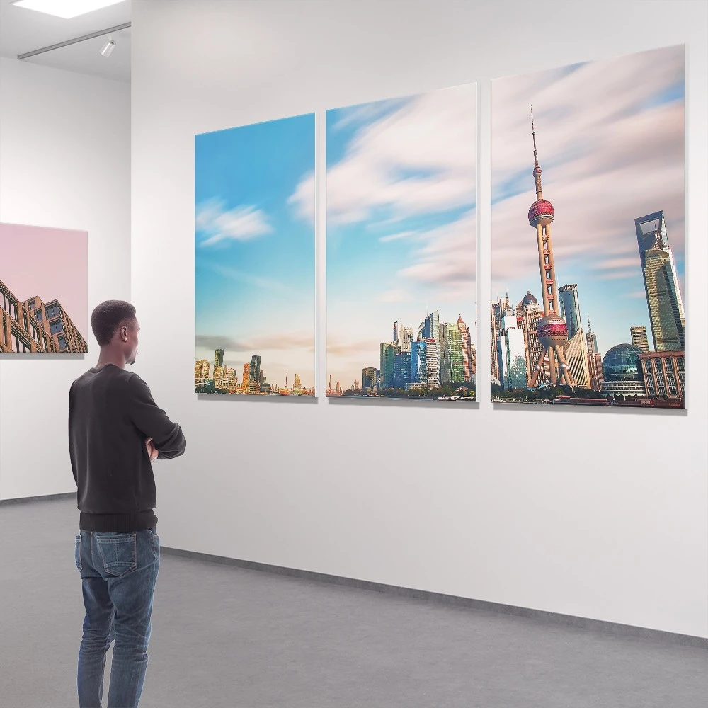 תמונות מחולקות על קנבס שנחאי לסלון ציור בנושא ערים לחללים מעוצבים דגם 135673