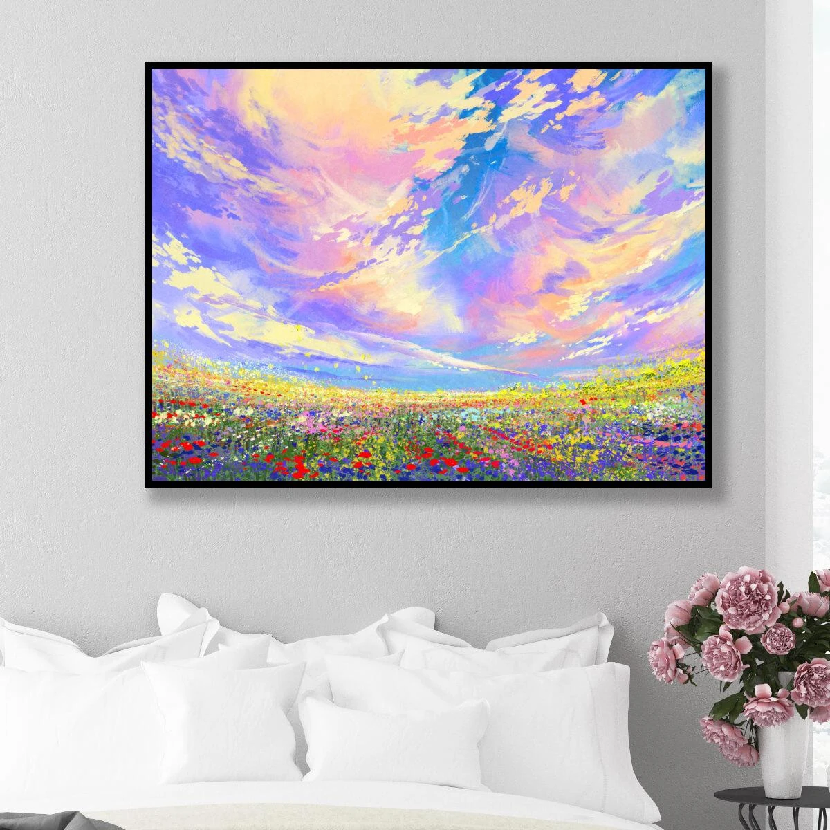 תמונה של נוף צבעוני – ציור יפה לחדר שינה על קנבס או זכוכית דגם 3728305