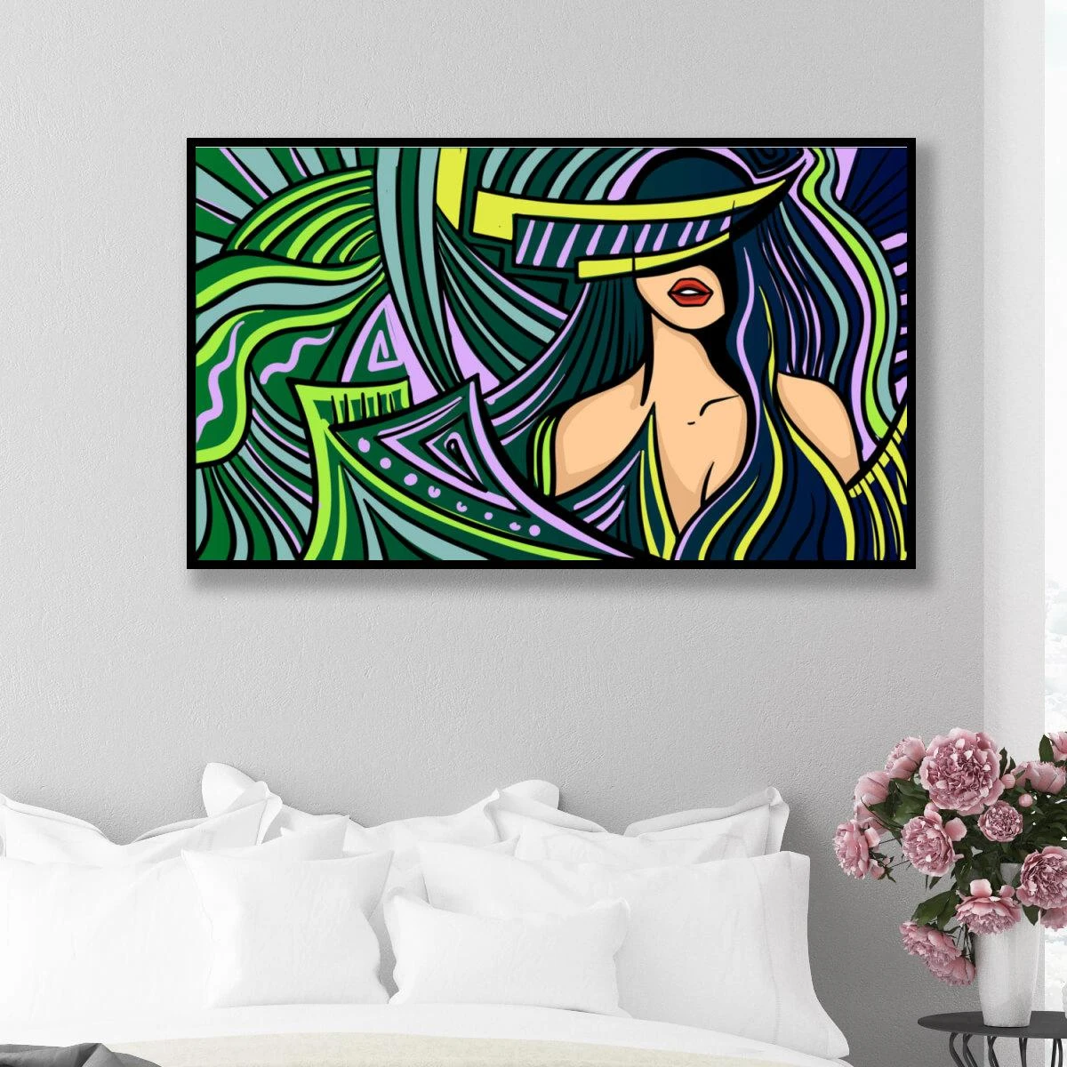 ציור של אישה על קנבס או זכוכית לחדר שינה או לחללים מגניבים דגם 3728173