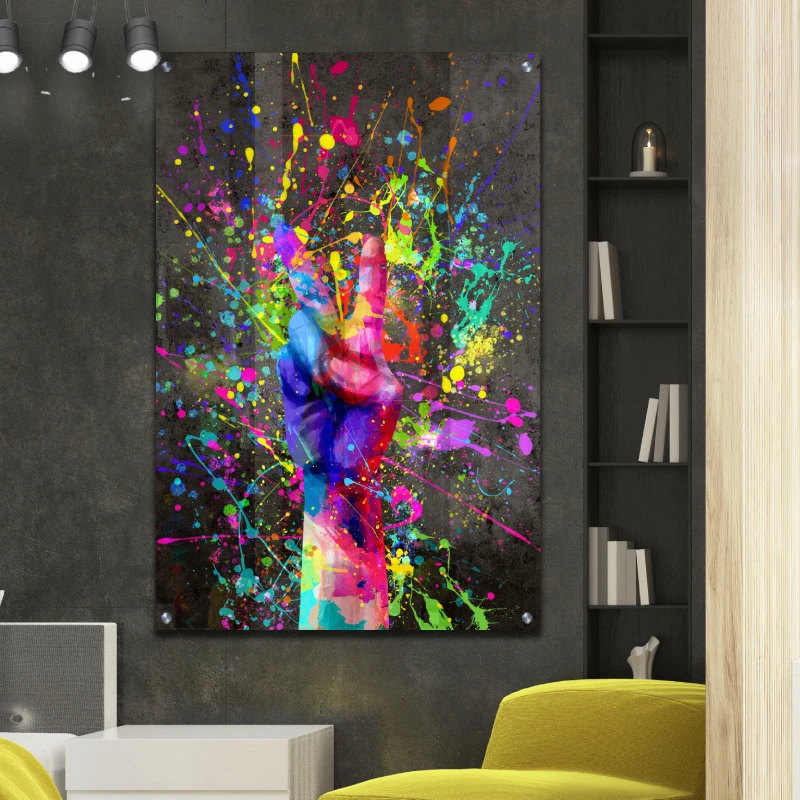 תמונת גרפיטי אני ניצחתי בסגנון פופ ארט לתליה בחדר שינה או בחדר נוער בנים הדפסה על זכוכית או קנבס דגם 3231240