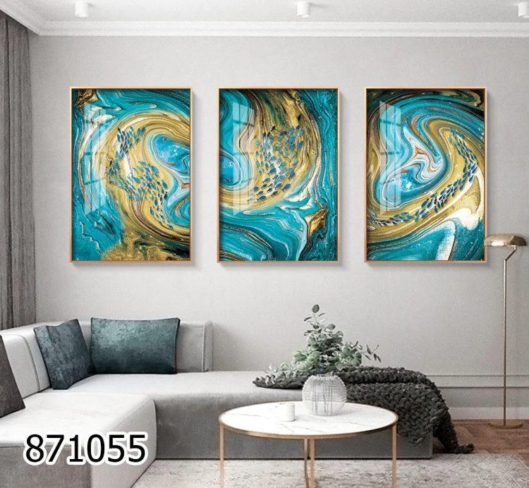 אבסטרקט צבעוני - סט 3 תמונות קנבס דגם 871055