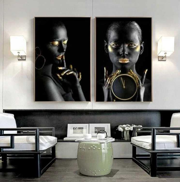 זוג תמונות אפריקאיות #2 על קנבס לתלייה בסלון או בחדר דגם 143