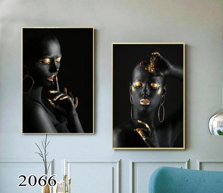 זוג תמונות קנבס אפריקאיות לסלון לפינת אוכל מק"ט 2066