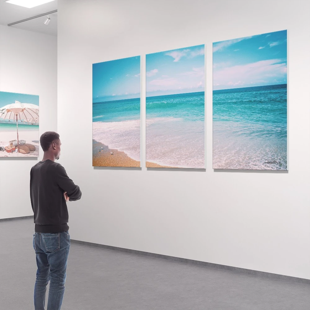 3 תמונות קנבס מחולקות של חוף ים סט תמונות בנושא טבע ונופים - דגם 1355461