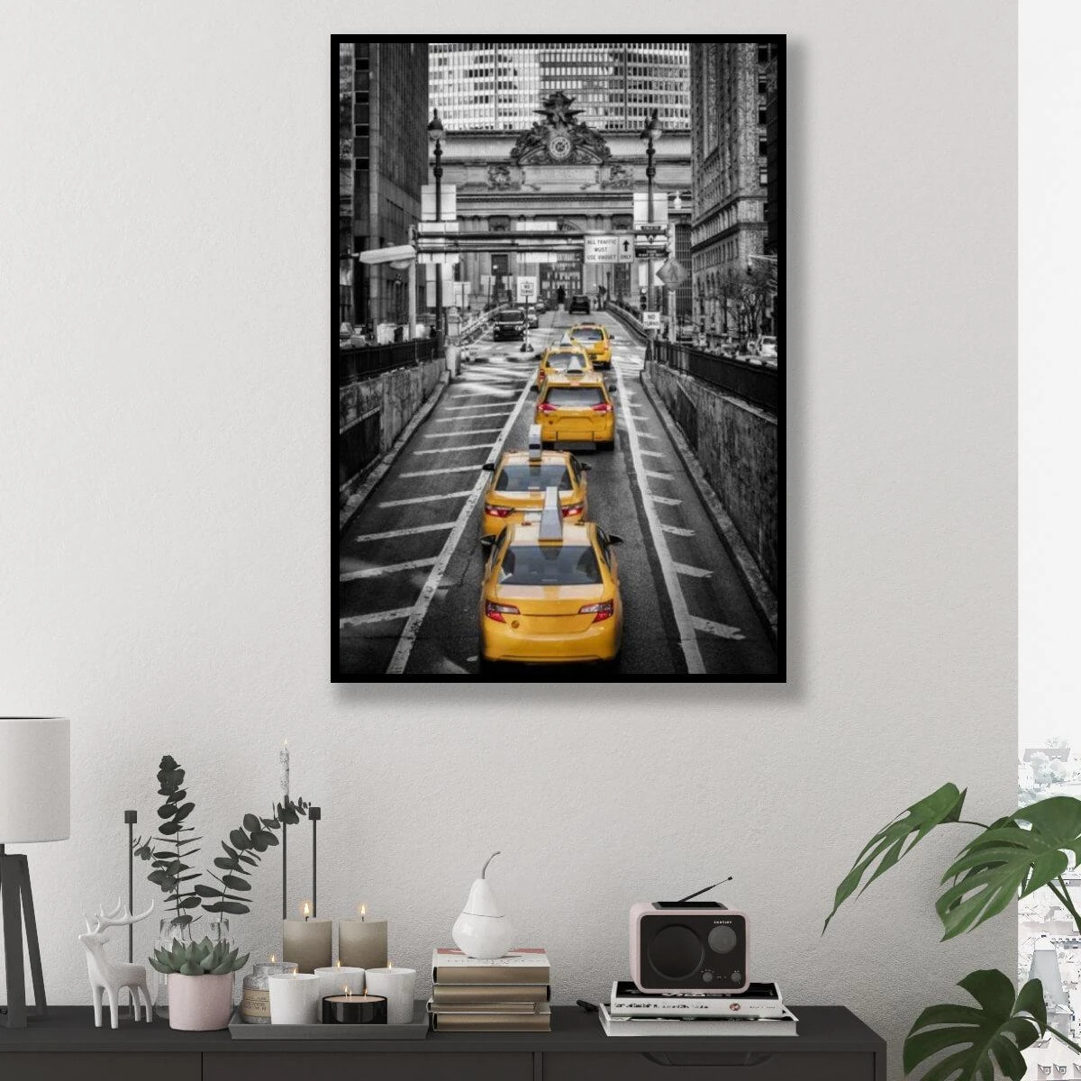 מוניות צהובות NYC - תמונה מגניבה של ניו יורק למשרדים מעוצבים הדפסה על קנבס או זכוכית דגם 3728584