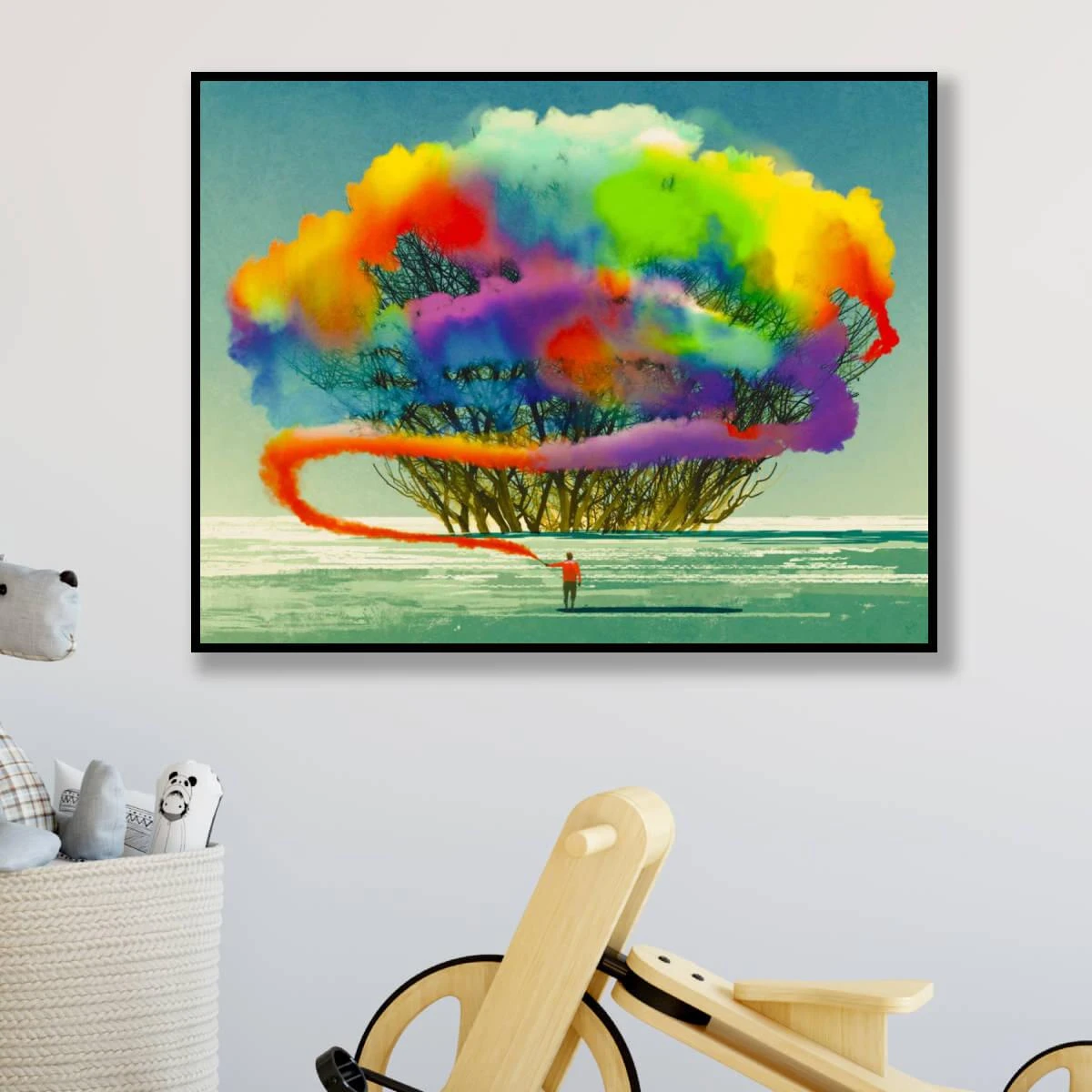 יצירתיות – תמונה צבעונית מצוירת יפה לחדרי ילדים הדפסה על קנבס או זכוכית דגם 3728303