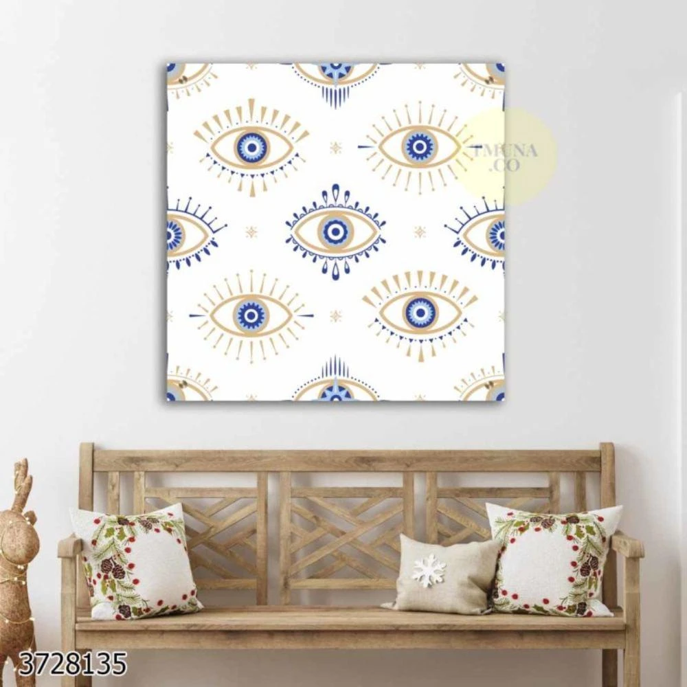 העין הטרנדית עם נגיעות זהב תמונה מהממת על זכוכית לחדר שינה או סלון דגם 3728135