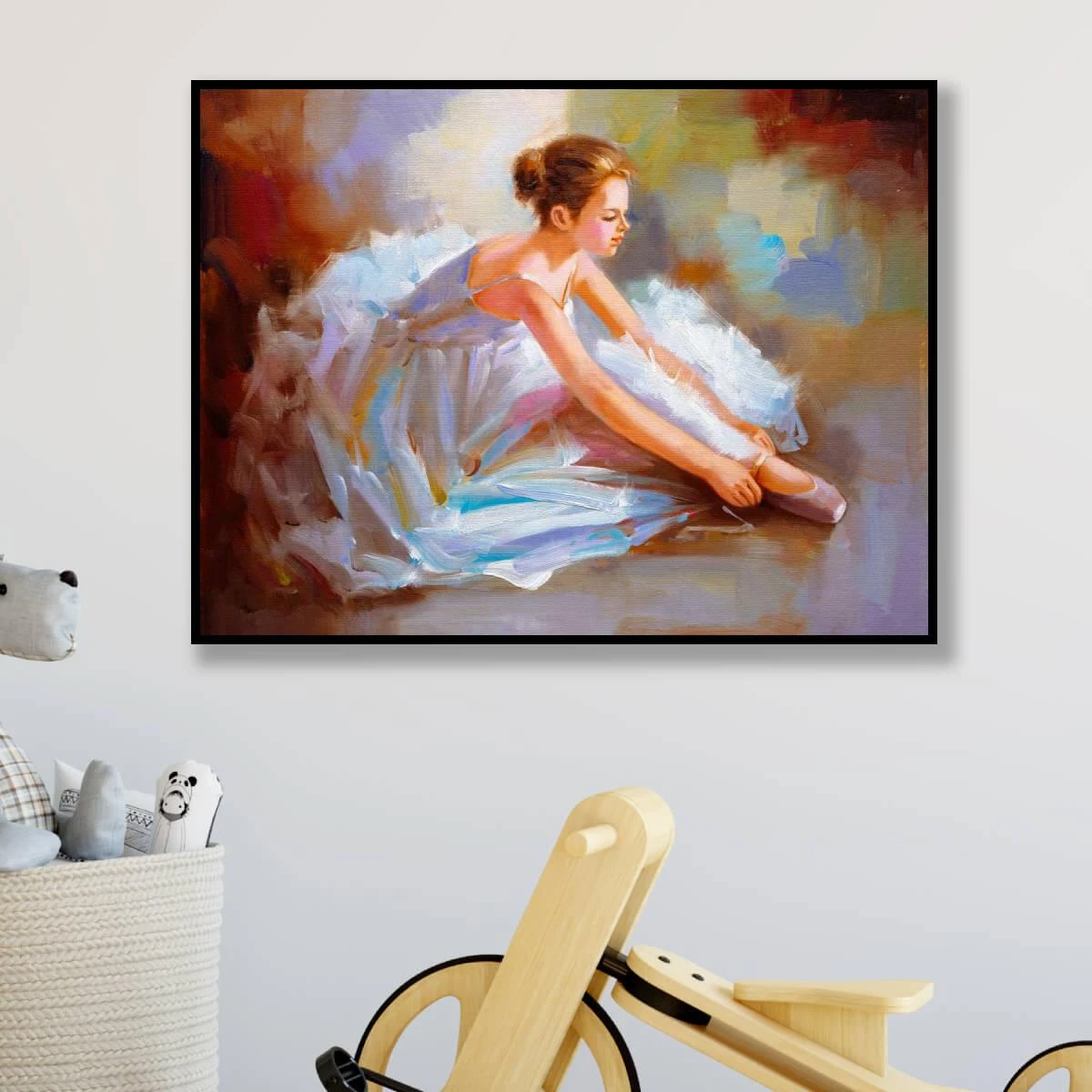 תמונה יפה של רקדנית בלט לחדרי ילדים ונוער או לסטודיו ריקוד על זכוכית או קנבס דגם 3728310