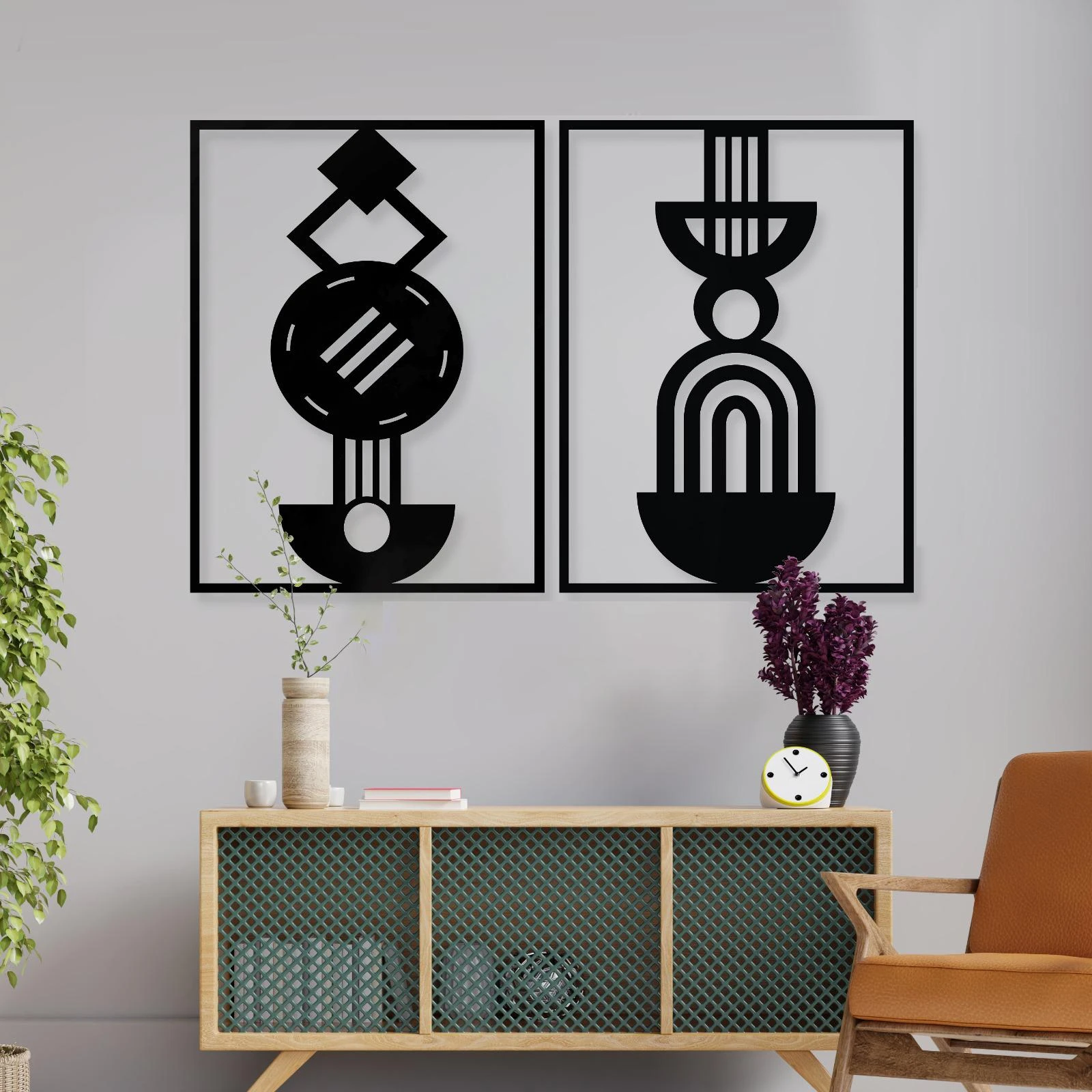 צורות גיאומטריות - תמונות יפות לסלון בסגנון מינימליסטי לפינת אוכל דגם m117m118