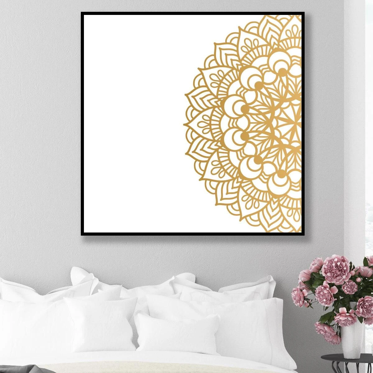 מנדלת הזהב על רקע לבן - תמונת זכוכית או קנבס לסלון או לפינת אוכל דגם 3728277