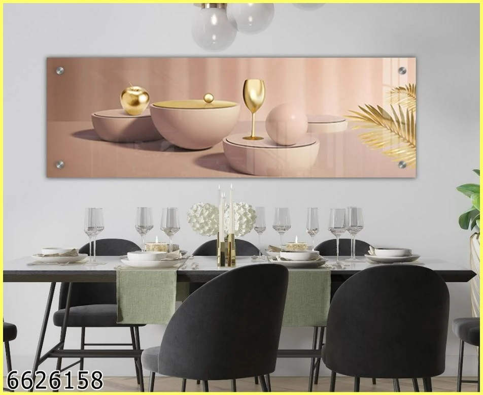 תמונות לפינת אוכל ולמטבח בצבע רוז גולד תפוח רוז בהדפסה על זכוכית פנורמית יוקרתית 6626158