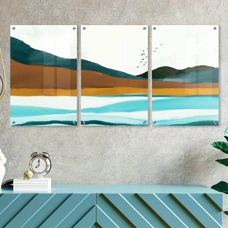 חופי סיני - סט תמונות מיוחדות על זכוכית לתלייה בכניסה בלובי בסלון במטבח דגם 135111