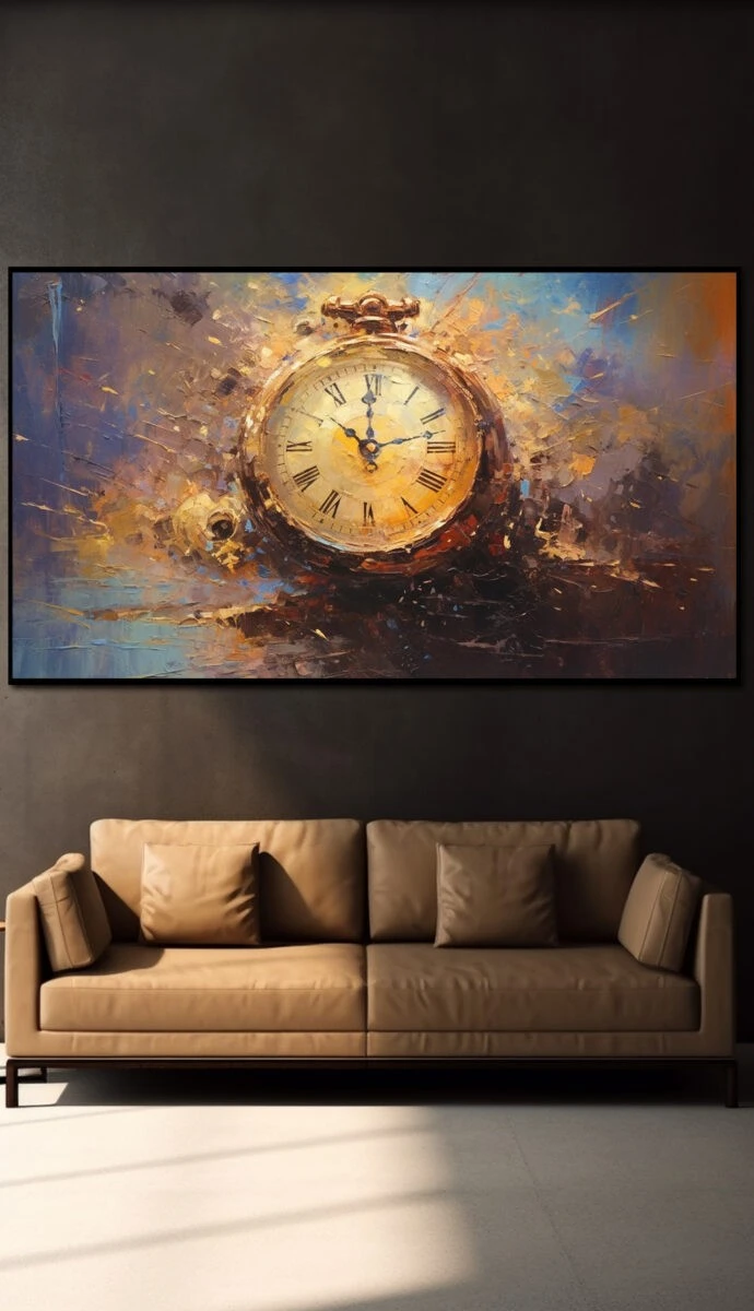 תמונת זכוכית לפינת אוכל שעון הניצחון II הדפסת ציור על זכוכית אבסטרקט - דגם 32483073