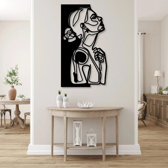 תמונות מתכת אנטומיה של ילדה Line Art, מינימליסטי, צורות, דמויות ואנשים דגם DS062435