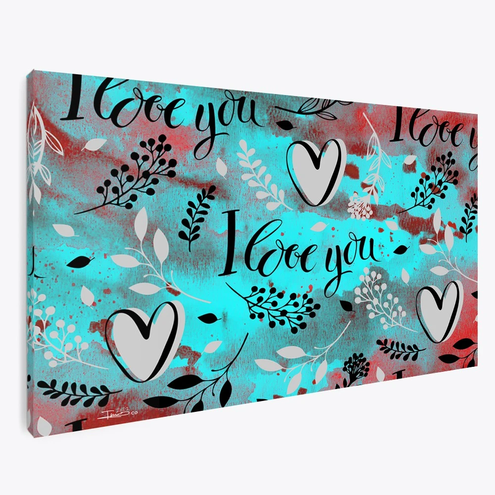 תמונת אוהבים לחדר שינה I LOVE YOU הדפס בנושא זוגיות ורומנ' - דגם 135608