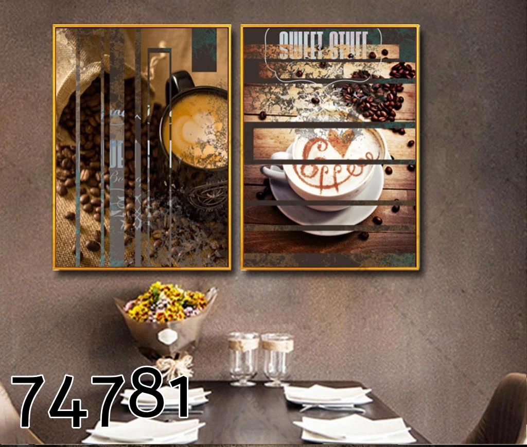 סט תמונות קנבס 'קפה הפוך' למטבח או פינת אוכל דגם 74781