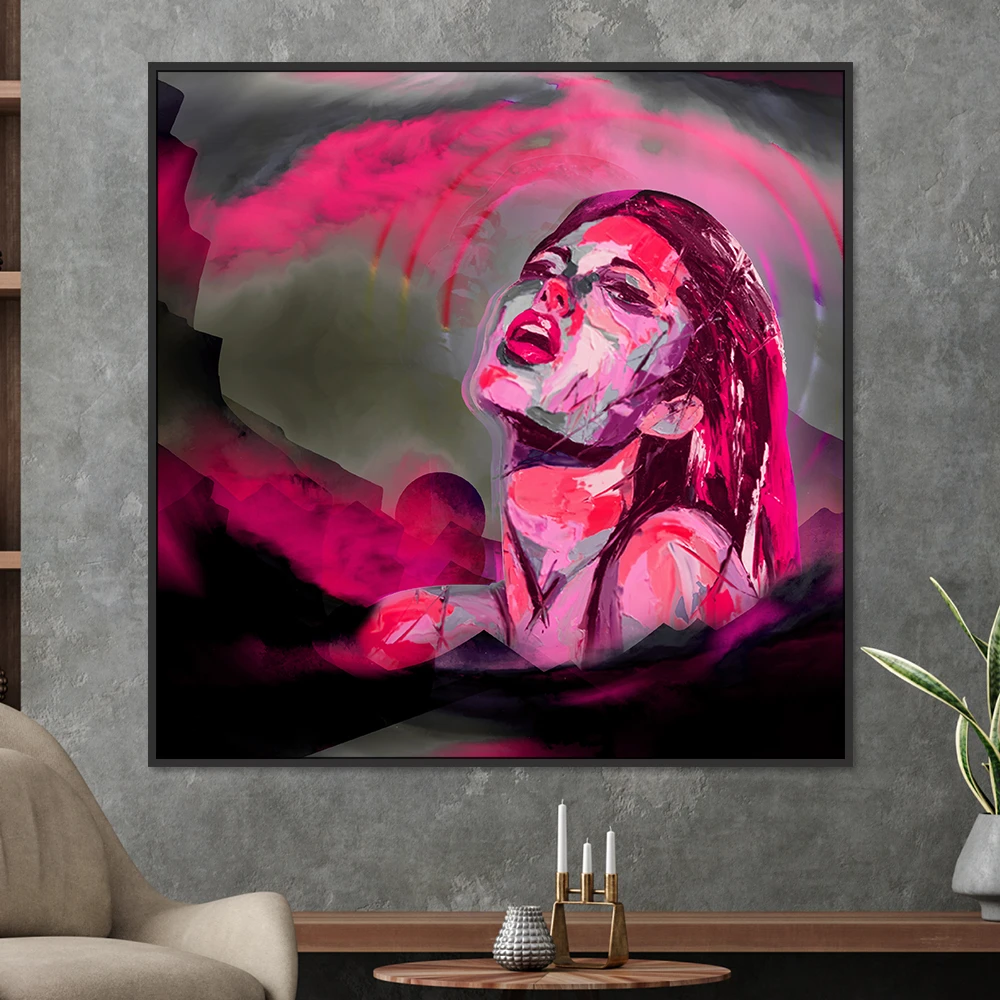 פופ ארט אישה יפה ציור על קנבס צבעוני לסלון או חדר שינה דגם 906097