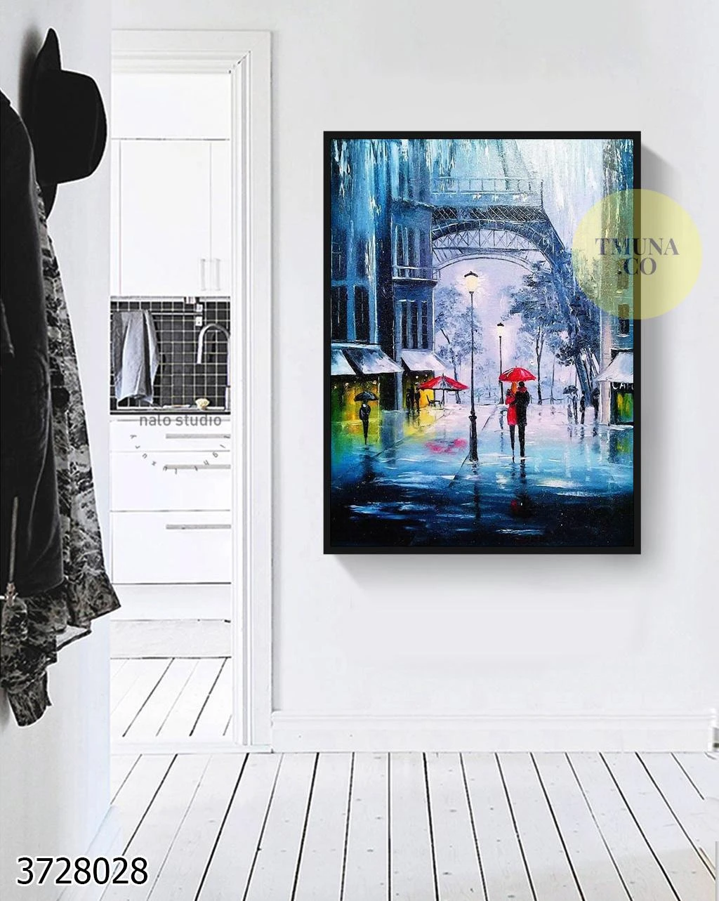 תמונת אוהבים על רקע מגדל אייפל ציור על קנבס לחדר שינה דגם 728028