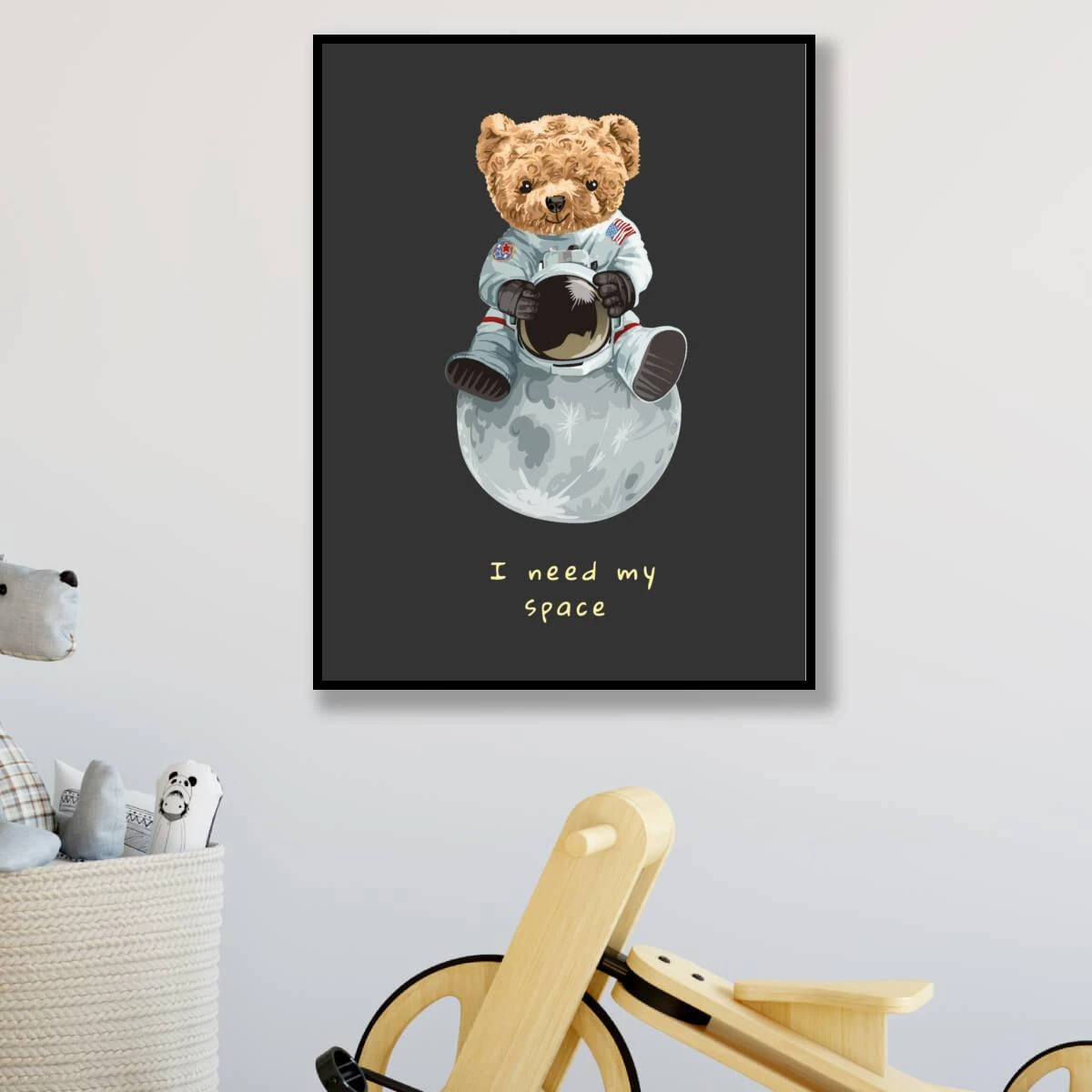 דובי אסטרונאוט תמונה מתוקה על זכוכית או קנבס לחדרי ילדים או תינוקות דגם 3728335