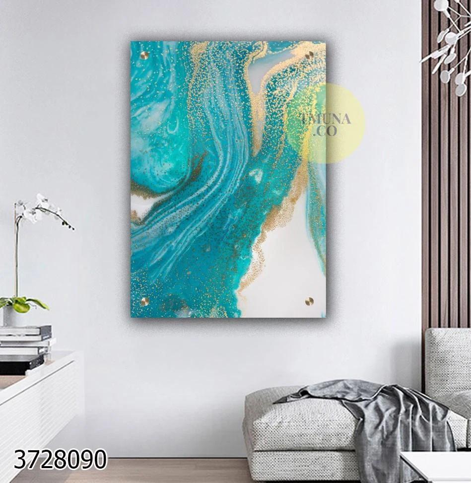 אבסטרקס זהב על הים תמונת זכוכית יוקרתית למשרד למסדרון לסלון דגם 3728090