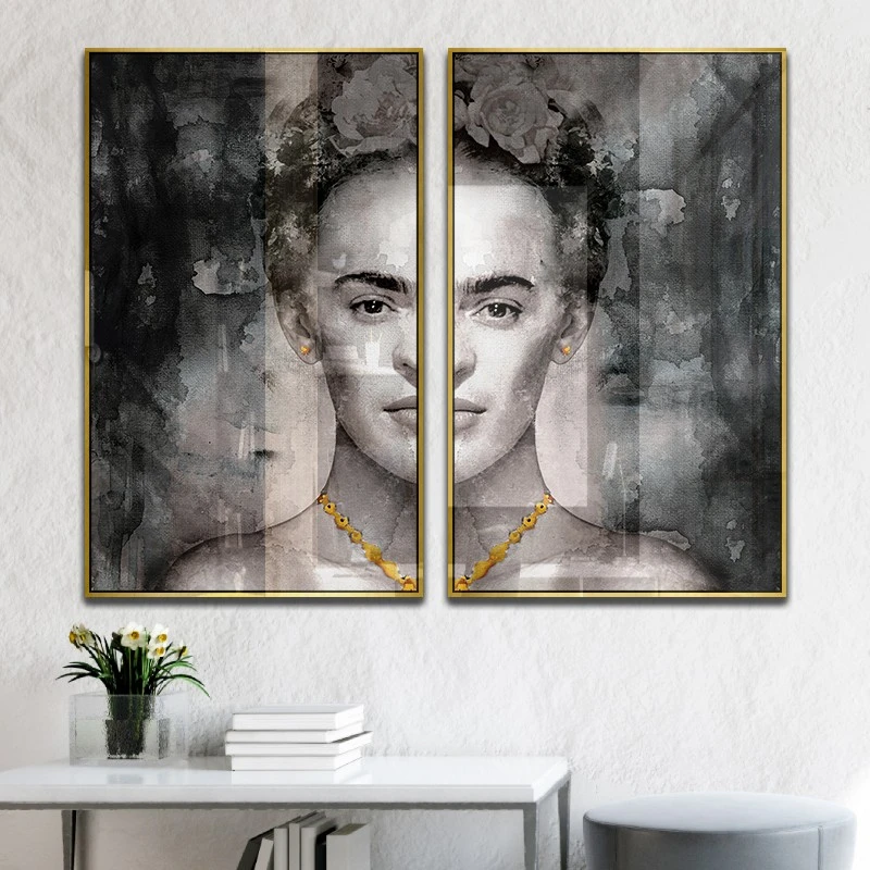 תמונה לסלון פרידה קאלו Frida Kahlo ציור בסגנון דמויות ואנשים - דגם Frida-Mockup