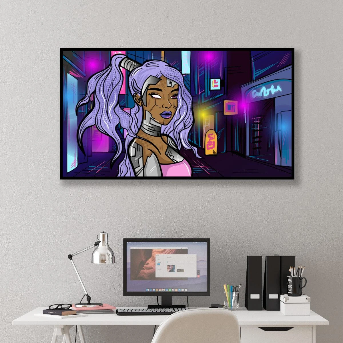 תמונת העתיד - אשת סייבר - ציור על קנבס או זכוכית ציור קומיקס לחדרי נוער דגם 3728179