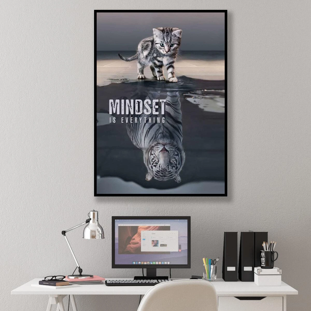 הכל זה מיינדסט - תמונת השראה מדהימה עם חתול על קנבס או זכוכית למשרד או לחדר שינה או נוער דגם 3728601