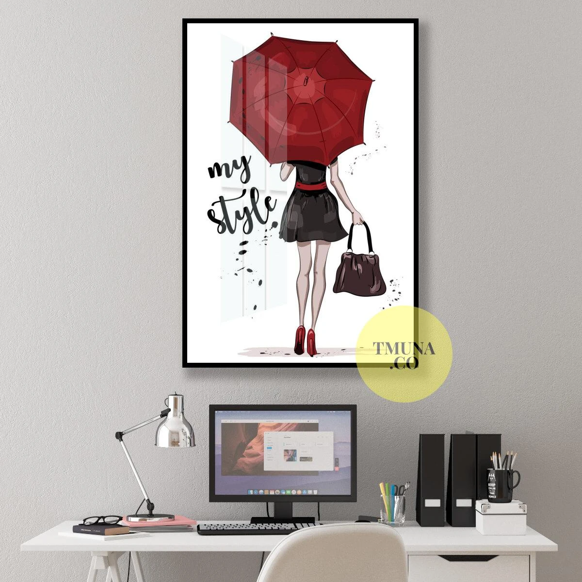 גשם בסטייל! תמונת קנבס או זכוכית מלאת סטייל לחדרי נערות או לקליניקה דגם 3728663