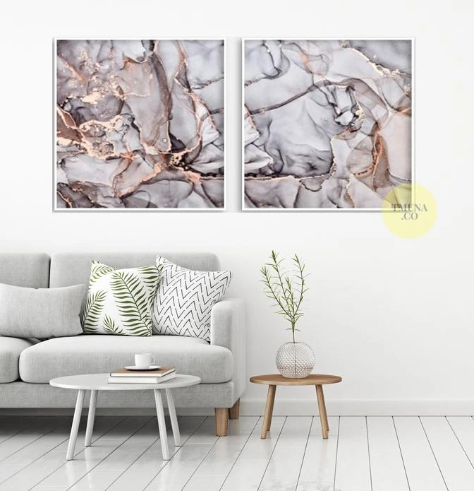 PINK - סט תמונות קנבס אבסטרקט ורוד יוקרתי לסלון מודרני או לחדר שינה דגם 183826159