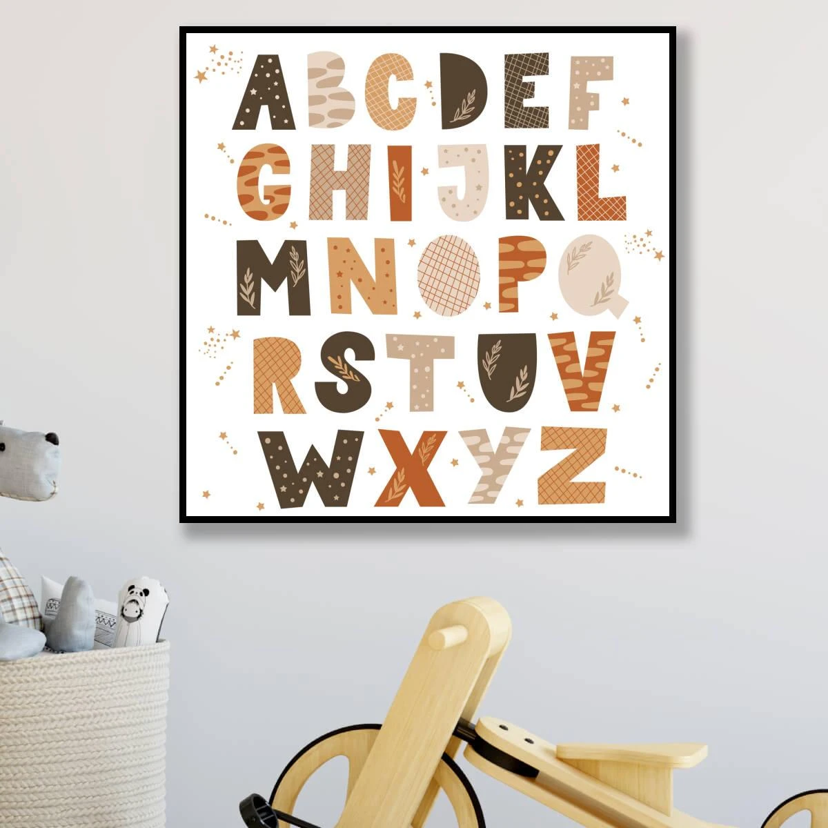 ABCD תמונה עם אותיות אנגלית לחדרי ילדים או תינוקות על קנבס וזכוכית דגם 3728327