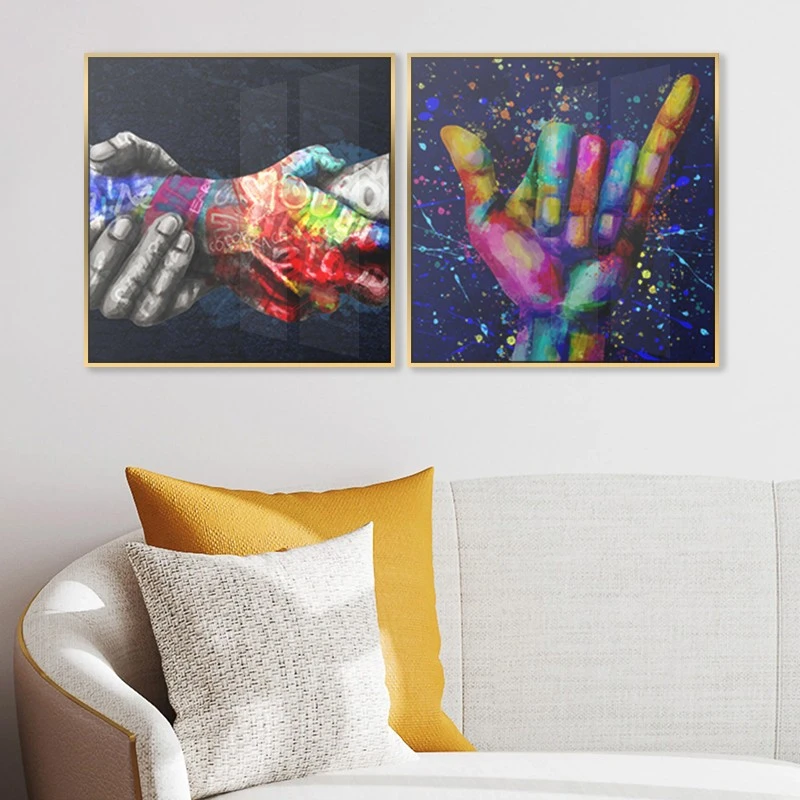 2 תמונות קנבס צבעוניות לקליניקה קשר חזק וחופש תמונות מחולקות פופארט - דגם 135277