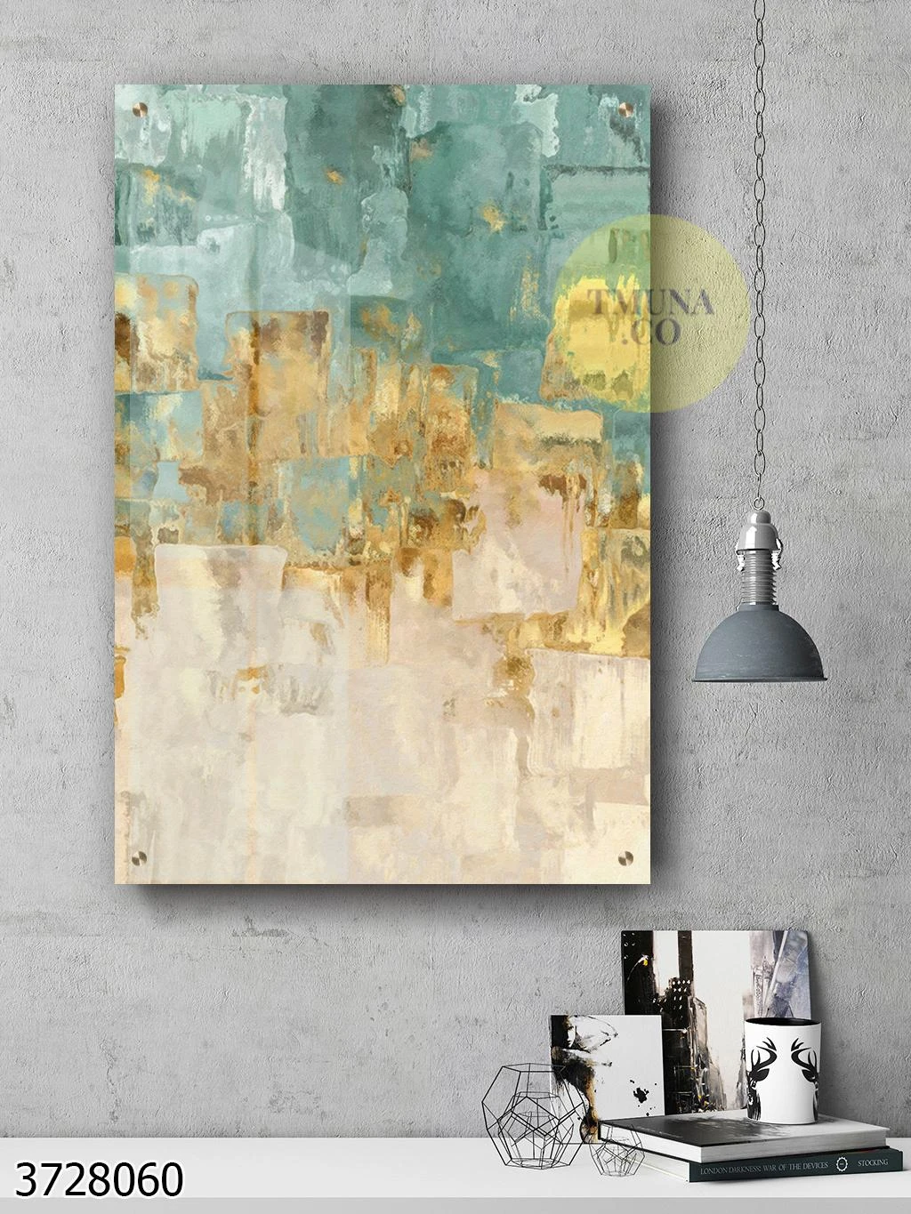 אמנות מופשטת - תמונה יוקרתית מזכוכית בסגנון אבסטרקטי לחדר שינה או משרד דגם 3872238