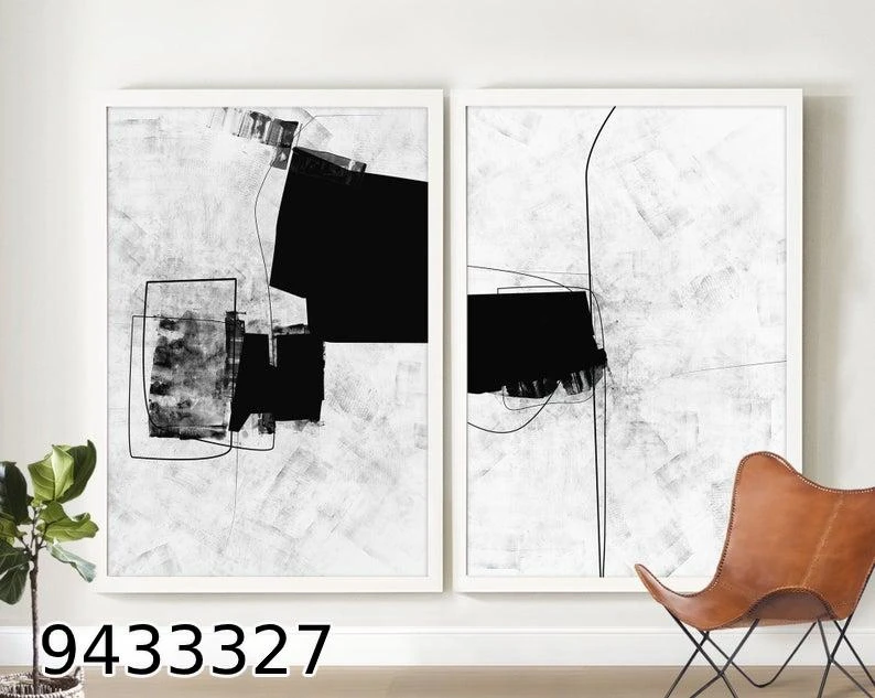 סט תמונות שחור לבן לחדר שינה בסגנון עכשווי מק"ט 9433327