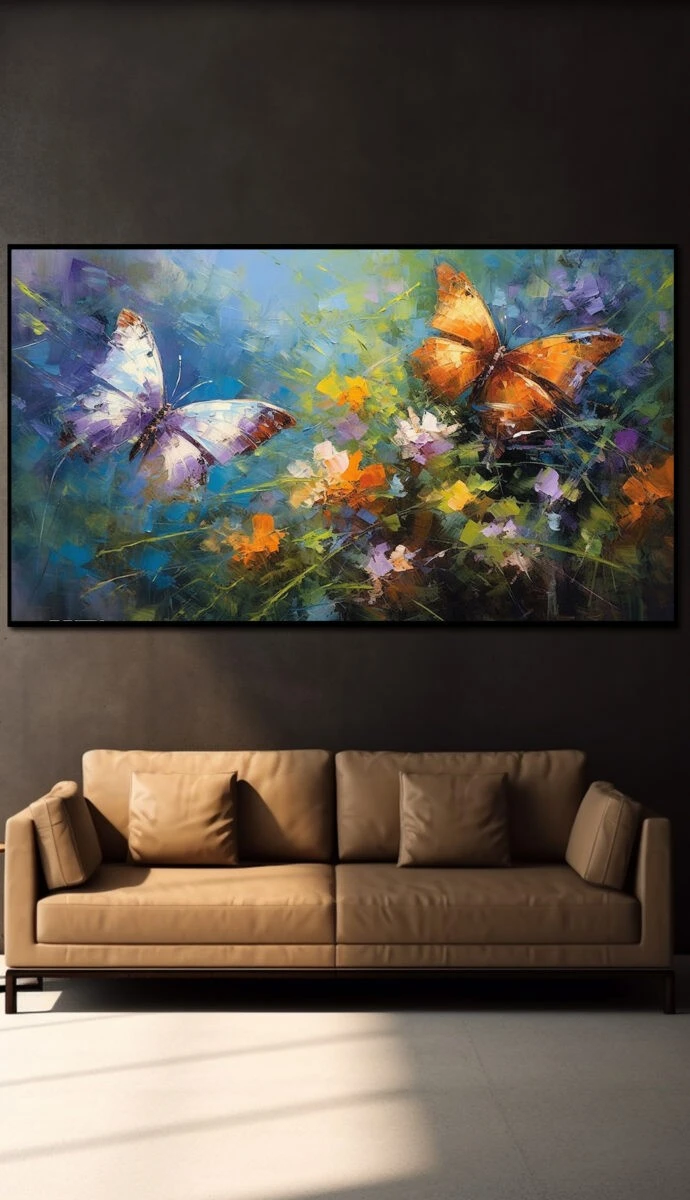 תמונת זכוכית למשרד פרפרים צבעוניים הדפסת ציור על זכוכית ציורים - דגם 32483040