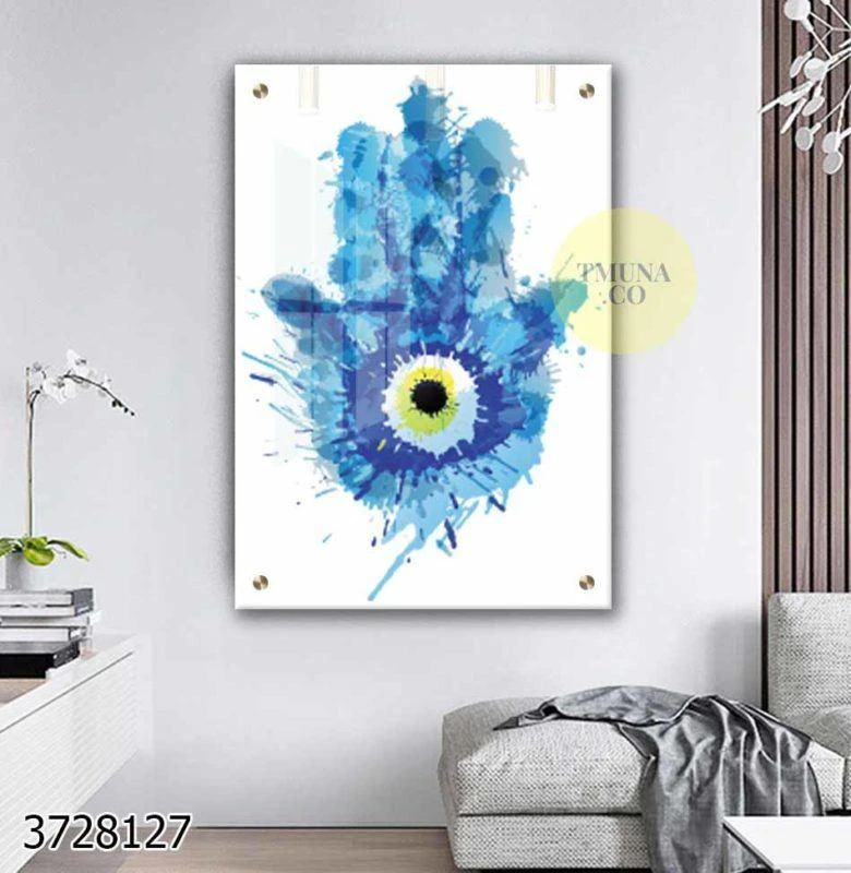 חמסה לבית התזות צבע כחולות עם העין השלישית תמונת זכוכית למשרד לכניסה לבית דגם 3728127