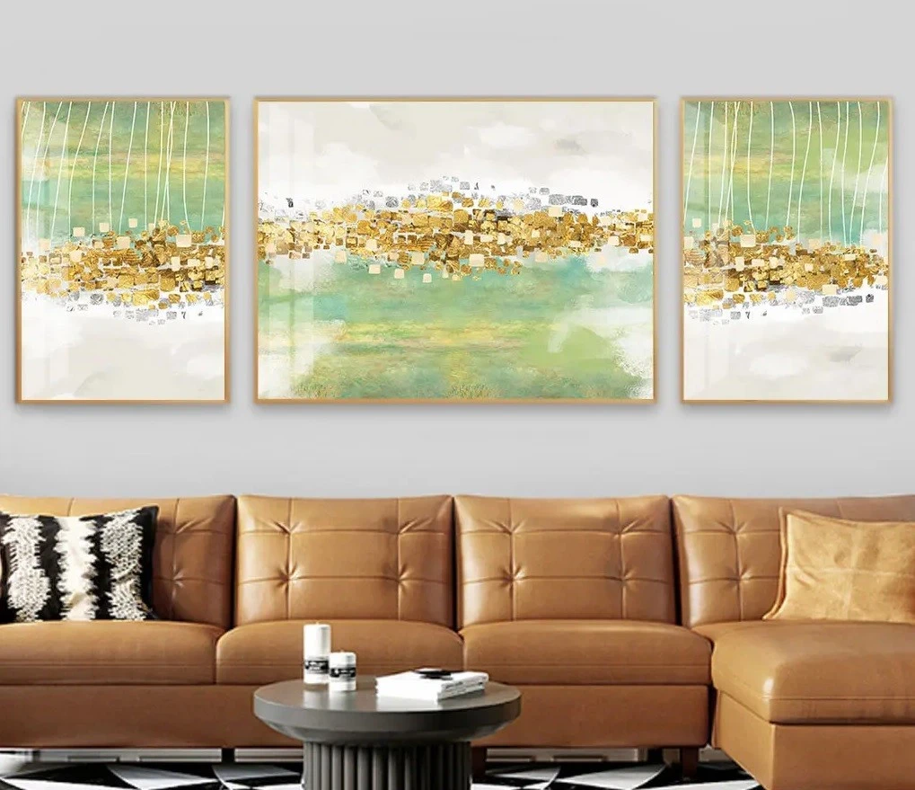 סט 3 תמונות קנבס לקירות אבסטרקט טהרן II עיצוב מיוחד אבסטרקט לסלון - דגם 23932673