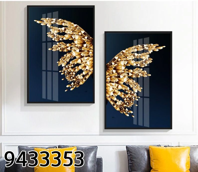 סט תמונות קנבס לחדר שינה 'פרפר הזהב' דגם 9433353